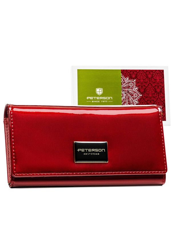 Portfel damski Peterson PTN PH27-1-SH czerwony. Kolor: czerwony. Materiał: lakier, skóra
