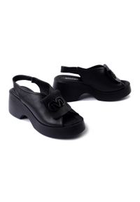 Boccato - BOCCATO 500 4700 27 TSYH black, sandały damskie. Kolor: czarny. Materiał: skóra, guma. Obcas: na obcasie. Wysokość obcasa: średni
