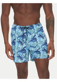 HOM Szorty kąpielowe Tartane 402916 Niebieski Regular Fit. Kolor: niebieski. Materiał: syntetyk