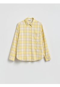 Reserved - Koszula w kratę - jasnożółty. Kolor: żółty. Materiał: bawełna, wiskoza, tkanina