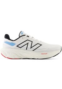 Buty do biegania męskie New Balance Fresh Foam 1080 v13 M108013A – białe. Okazja: na co dzień. Kolor: biały. Materiał: materiał. Szerokość cholewki: normalna. Wzór: geometria. Sport: bieganie, fitness