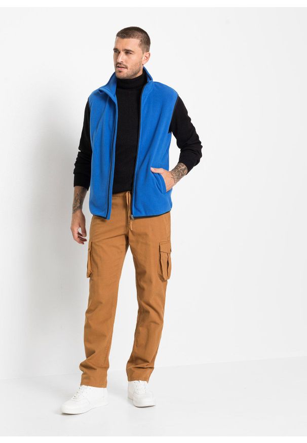 bonprix - Ciepły sweter z golfem, ze ściągaczem. Typ kołnierza: golf. Kolor: czarny. Materiał: prążkowany. Wzór: prążki