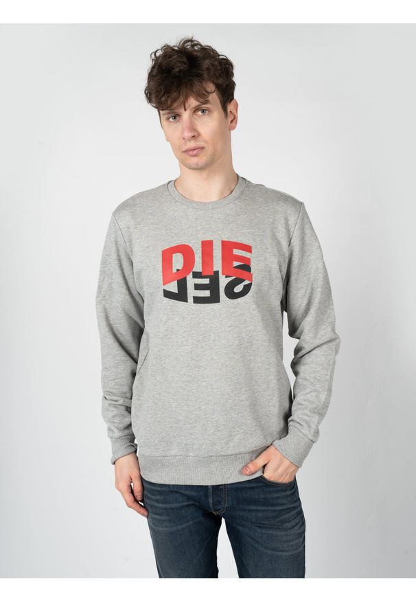 Diesel Bluza "S-Girk" | A00809-0IAJH-9CB | Mężczyzna | Szary. Okazja: na co dzień. Kolor: szary. Materiał: bawełna. Długość: długie. Wzór: nadruk. Styl: klasyczny, elegancki, casual
