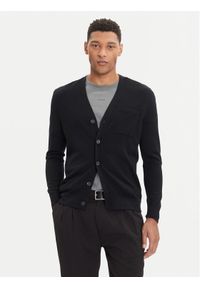 Marc O'Polo Kardigan 529 5063 61042 Czarny Regular Fit. Typ kołnierza: polo. Kolor: czarny. Materiał: wełna