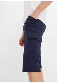 bonprix - Długie bermudy dresowe bojówki z czystej bawełny, Regular Fit. Kolor: niebieski. Materiał: dresówka, bawełna. Długość: długie #3