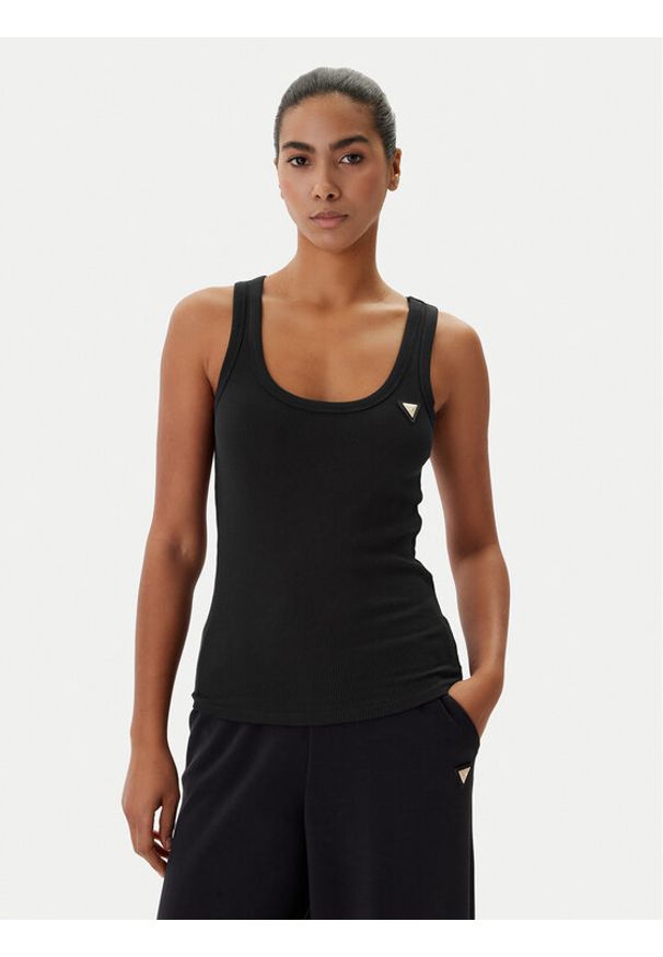 Guess Top V4YP06 cK8RT2 Czarny Regular Fit. Kolor: czarny. Materiał: wiskoza