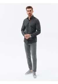 Ombre Clothing - Koszula męska z długim rękawem REGULAR FIT - czarna K618 - XXL. Okazja: na co dzień. Kolor: czarny. Materiał: bawełna, poliester. Długość rękawa: długi rękaw. Długość: długie. Styl: casual #3