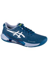 Buty do tenisa męskie Asics Gel-challenger 14. Zapięcie: sznurówki. Kolor: biały, zielony, wielokolorowy, niebieski. Materiał: materiał, syntetyk, tkanina. Szerokość cholewki: normalna. Sport: tenis