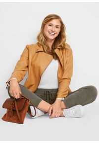 bonprix - Spodnie sztruksowe z wygodnym paskiem. Kolor: zielony. Materiał: sztruks #2