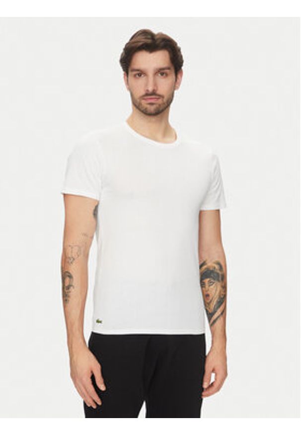 Lacoste Komplet t-shirtów TH9007 Biały Slim Fit. Kolor: biały. Materiał: bawełna