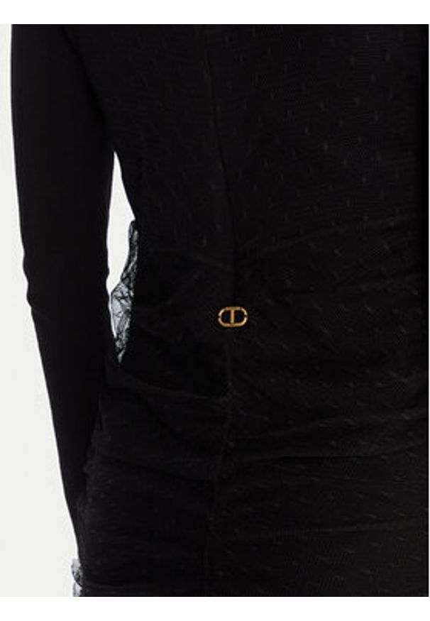 TwinSet - TWINSET Sukienka dzianinowa 252TT3262 Czarny Regular Fit. Kolor: czarny. Materiał: syntetyk