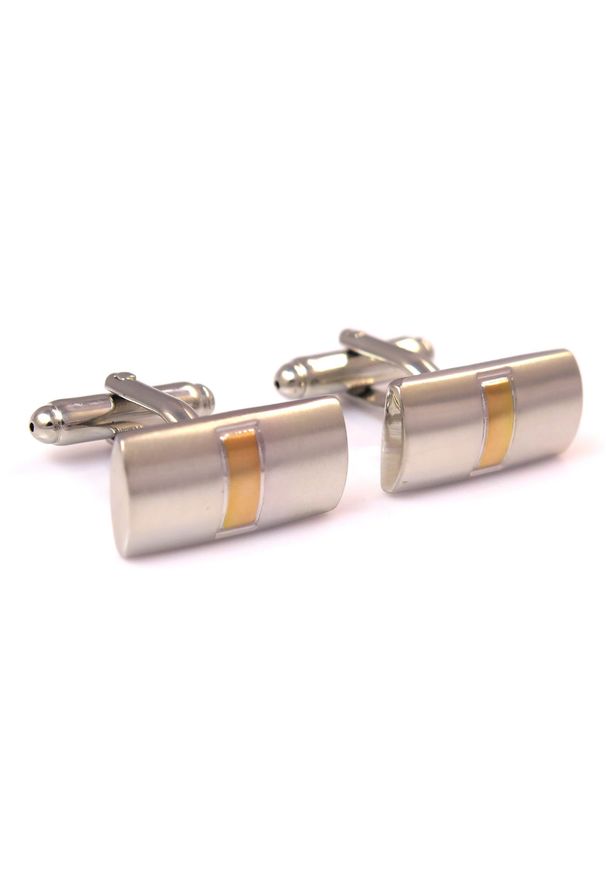 Modini - Srebrno-złote zaokrąglone spinki do mankietów H121. Kolor: srebrny, złoty, wielokolorowy