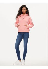 Tommy Jeans Bluza Badge DW0DW17326 Różowy Boxy Fit. Kolor: różowy. Materiał: bawełna