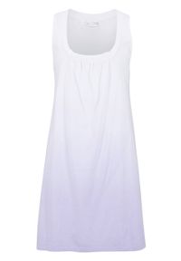 Sukienka plażowa bonprix biało-jasny fioletowy. Okazja: na plażę. Kolor: biały. Wzór: nadruk #1