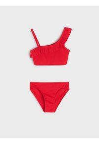 Sinsay - Dwucześciowy strój kąpielowy z asymetryczną górą - czerwony. Kolor: czerwony #1