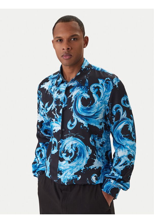 Versace Jeans Couture Koszula 80GAL2R0 NS757 Niebieski Regular Fit. Kolor: niebieski. Materiał: wiskoza