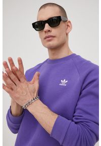 adidas Originals bluza Adicolor męska kolor fioletowy gładka. Kolor: fioletowy. Materiał: materiał, poliester, bawełna, dzianina. Długość rękawa: raglanowy rękaw. Wzór: gładki