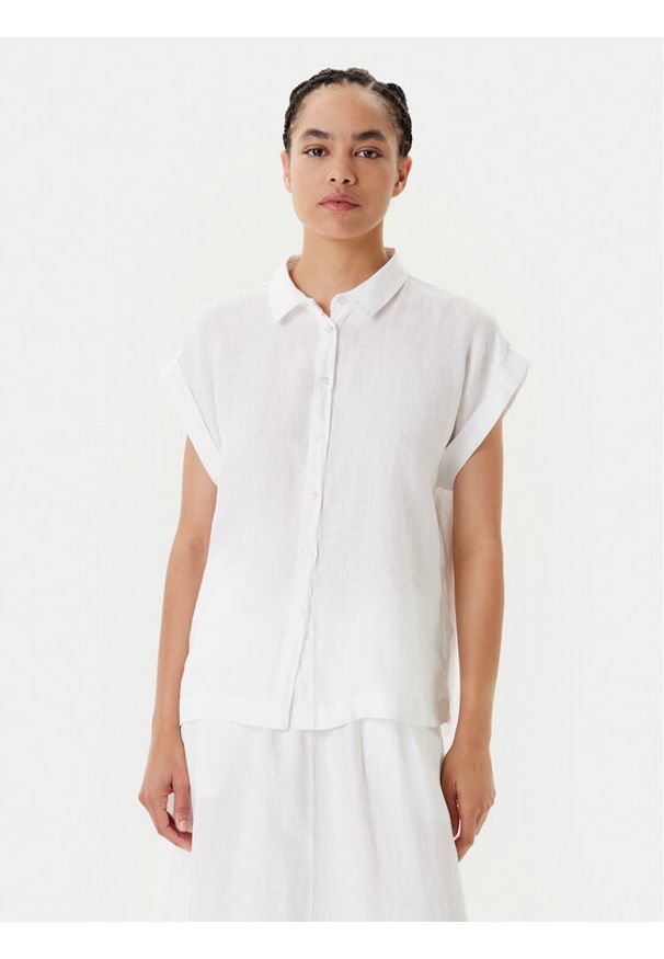 United Colors of Benetton - United Colors Of Benetton Koszula 5BMLDQ06V Biały Regular Fit. Kolor: biały. Materiał: len