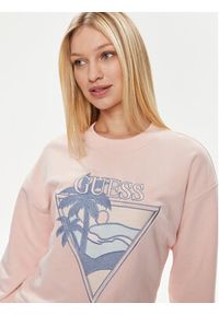 Guess Bluza W4GQ11 KBK32 Różowy Relaxed Fit. Kolor: różowy. Materiał: syntetyk, bawełna