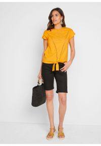 Shirt z przewiązaniem bonprix żółty szafranowy. Kolor: żółty #6