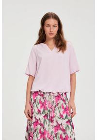 MOODO - Koszula z krótkimi rękawami różowa. Kolor: różowy. Materiał: wiskoza. Długość rękawa: krótki rękaw. Długość: krótkie #1