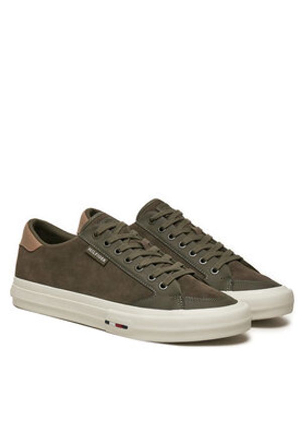 TOMMY HILFIGER - Tommy Hilfiger Sneakersy Vulc Street Low FM0FM05458 Zielony. Kolor: zielony. Materiał: skóra