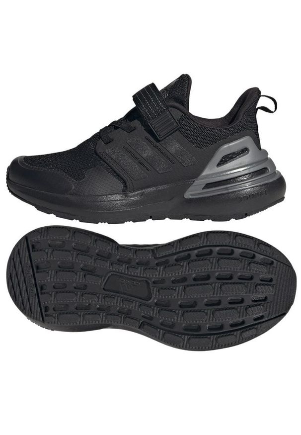 Adidas - Buty do biegania adidas Rapida Sport Jr HP2734 czarne. Okazja: na co dzień. Zapięcie: rzepy. Kolor: czarny. Materiał: materiał, guma. Szerokość cholewki: normalna