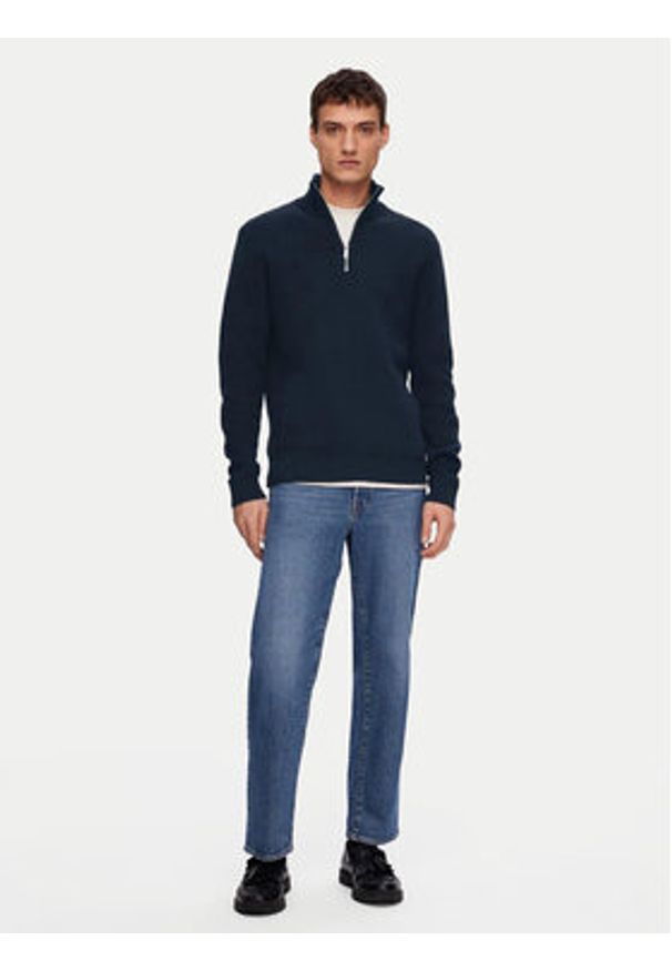 Selected Homme Sweter Dane 16092601 Granatowy Regular Fit. Kolor: niebieski. Materiał: bawełna