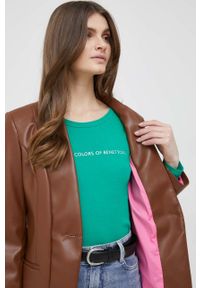 Sisley marynarka kolor brązowy jednorzędowa gładka. Kolor: brązowy. Materiał: materiał. Wzór: gładki #3