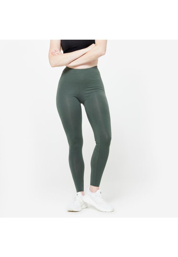 DOMYOS - Legginsy fitness damskie Domyos slim. Materiał: elastan, materiał, bawełna. Długość: długie. Sport: fitness