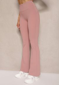 Renee - Różowe Legginsy Dzwony High Waist Korivienne. Okazja: na co dzień. Stan: podwyższony. Kolor: różowy. Styl: casual, elegancki #3