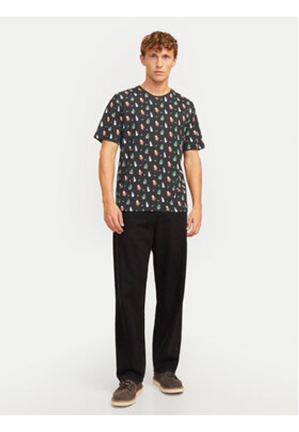 Jack & Jones - Jack&Jones T-Shirt Xmas Merry 12265399 Czarny Standard Fit. Kolor: czarny. Materiał: bawełna