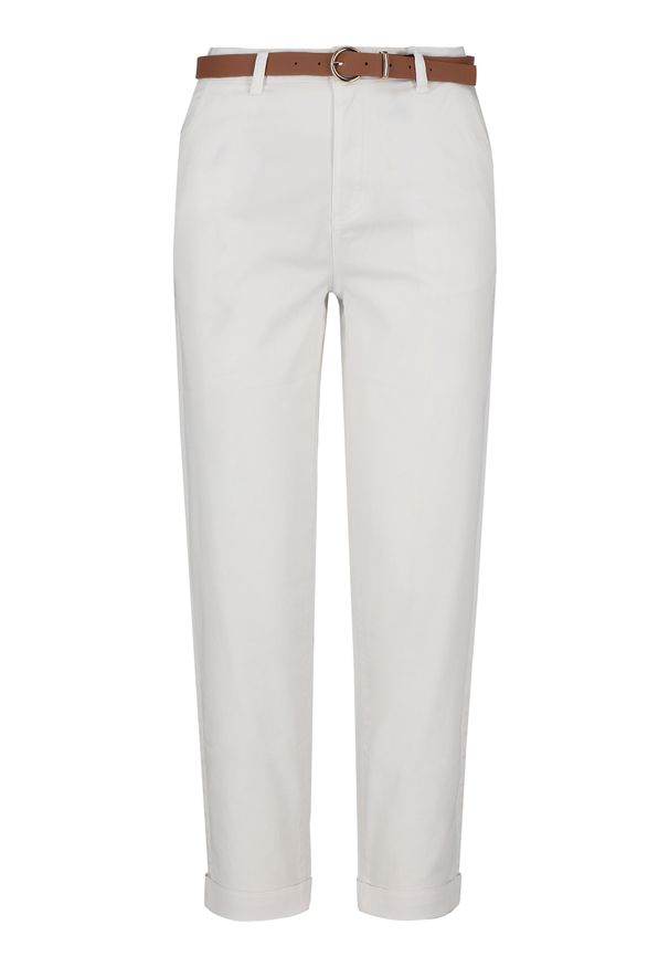 Volcano - Bawełniane spodnie R-LANA. Stan: standardowy. Kolor: biały. Materiał: bawełna. Styl: klasyczny