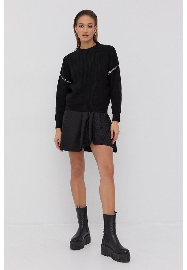 The Kooples Sweter wełniany damska kolor czarny. Kolor: czarny. Materiał: wełna. Długość rękawa: długi rękaw. Długość: długie
