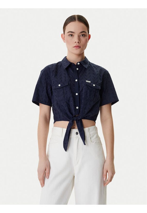 Guess Jeans Koszula W6GHA3 WO331 Granatowy Regular Fit. Kolor: niebieski. Materiał: bawełna