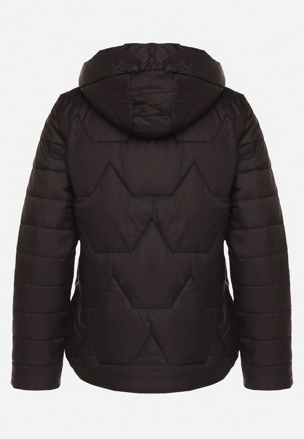 Born2be - Czarna Pikowana Kurtka z Odpinanym Kapturem Noridi. Okazja: na co dzień. Kolor: czarny. Materiał: jeans. Styl: casual, elegancki, klasyczny