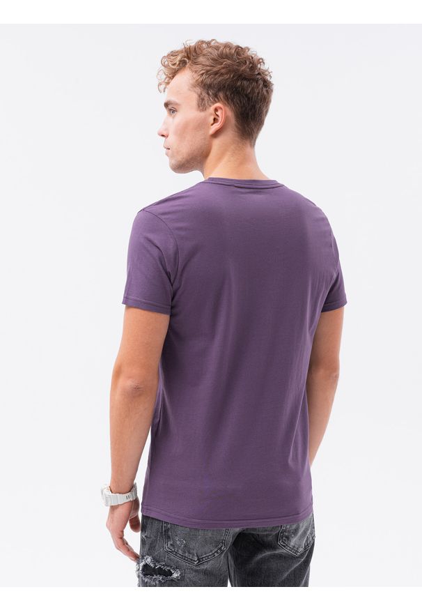 Ombre Clothing - T-shirt męski bawełniany BASIC S1370 - fioletowy - XXL. Kolor: fioletowy. Materiał: bawełna. Styl: klasyczny