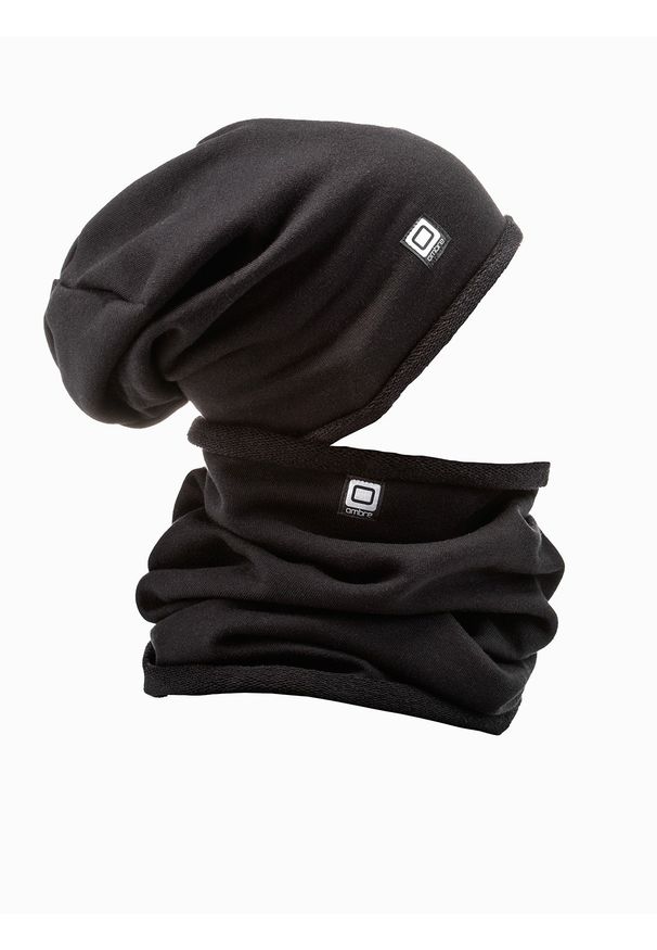 Ombre Clothing - Komin męski A063 - czarny - uniwersalny. Kolor: czarny. Materiał: bawełna, poliester
