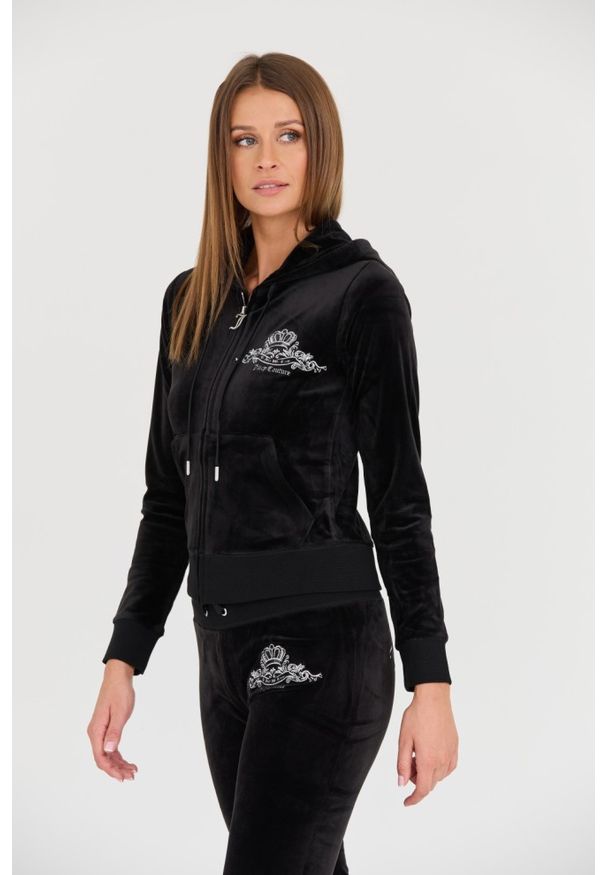 Juicy Couture - JUICY COUTURE Czarna bluza Arched Metallic. Kolor: czarny