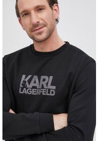 Karl Lagerfeld Bluza męska kolor czarny z aplikacją. Okazja: na co dzień. Kolor: czarny. Materiał: materiał. Wzór: aplikacja. Styl: casual