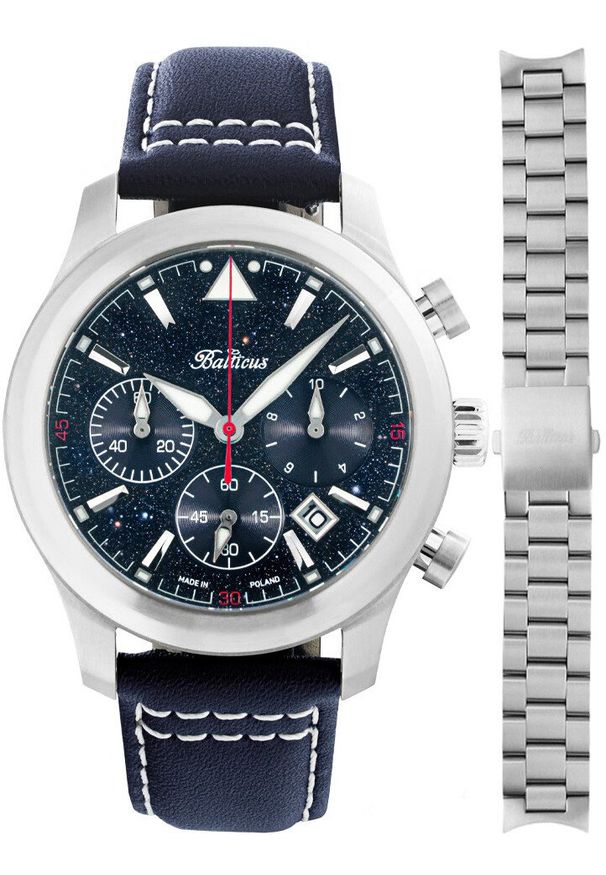 BALTICUS - Zegarek męski Balticus BALFSQCHAVE-P niebieski. Kolor: niebieski