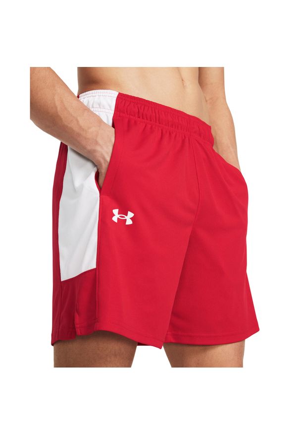 Krótka Under Armour Baseline Zone 7". Kolor: czerwony, biały, wielokolorowy. Materiał: materiał. Długość: krótkie. Sport: koszykówka