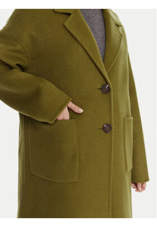 United Colors of Benetton - United Colors Of Benetton Płaszcz wełniany 28F7DN082 Zielony Regular Fit. Kolor: zielony. Materiał: wełna, syntetyk