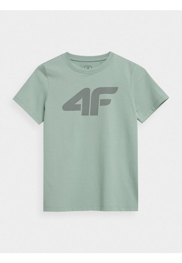 4F JUNIOR - T-shirt z nadrukiem chłopięcy. Kolor: turkusowy. Materiał: bawełna. Wzór: nadruk