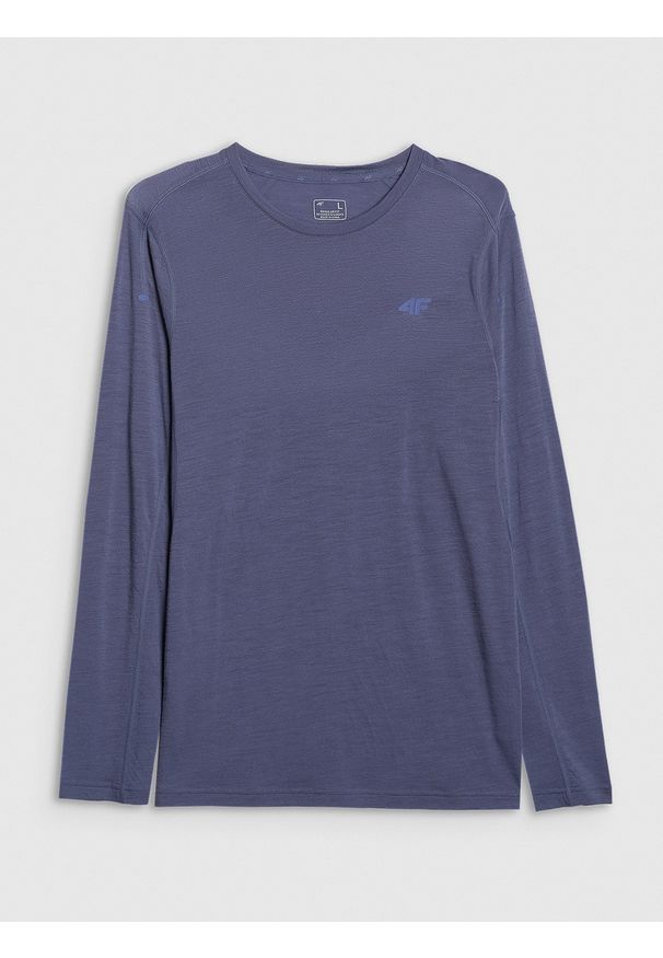 4f - 4F Longsleeve trekkingowy szybkoschnący z wełną merino męski - granatowy L. Kolor: niebieski. Materiał: wełna. Długość rękawa: długi rękaw. Technologia: Primaloft. Sport: turystyka piesza, wspinaczka