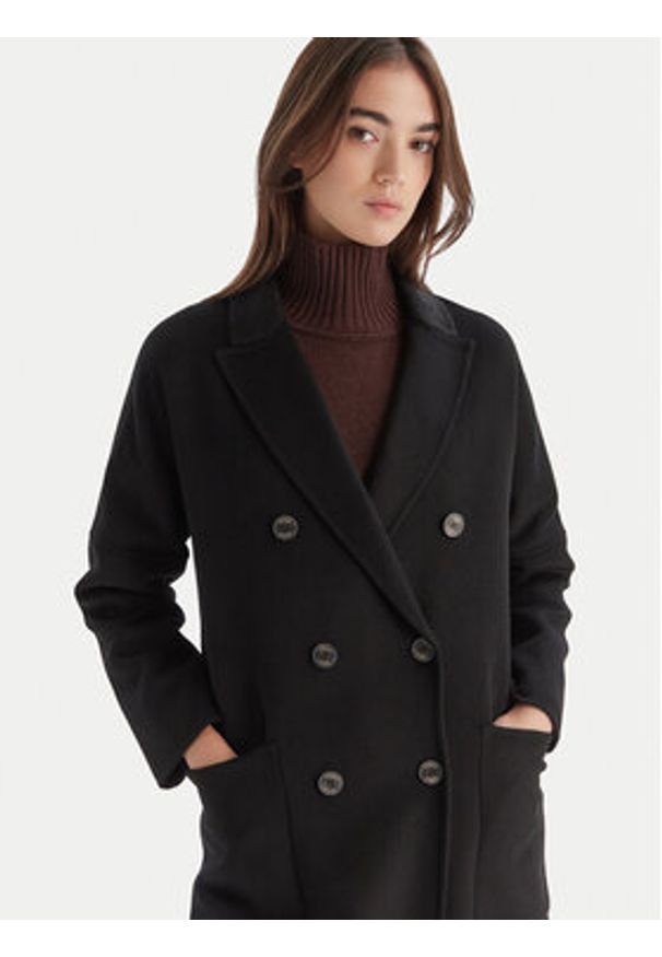 ViCOLO Płaszcz wełniany TF0001 Czarny Regular Fit. Kolor: czarny. Materiał: syntetyk