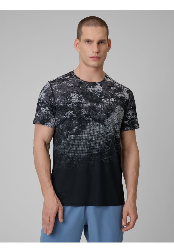 4f - 4F Koszulka treningowa regular szybkoschnąca męska - szara L. Kolor: szary. Materiał: skóra. Sport: fitness