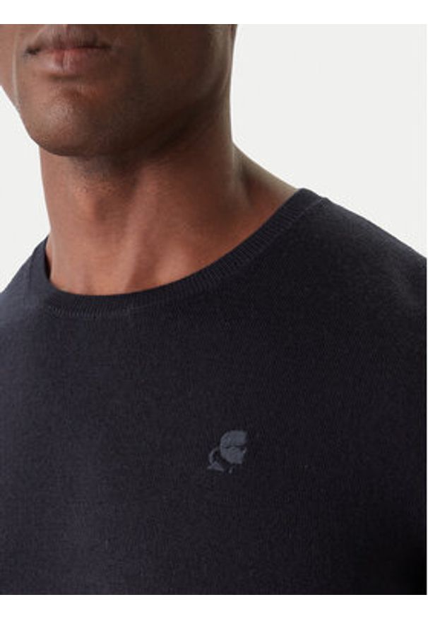 Karl Lagerfeld - KARL LAGERFELD Sweter 655000 554399 Granatowy Slim Fit. Typ kołnierza: dekolt w karo. Kolor: niebieski. Materiał: wełna