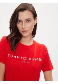 TOMMY HILFIGER - Tommy Hilfiger T-Shirt Logo WW0WW40276 Czerwony Regular Fit. Kolor: czerwony. Materiał: bawełna