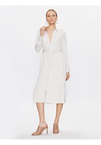 Calvin Klein Sukienka koszulowa K20K205218 Écru Regular Fit. Materiał: syntetyk. Typ sukienki: koszulowe